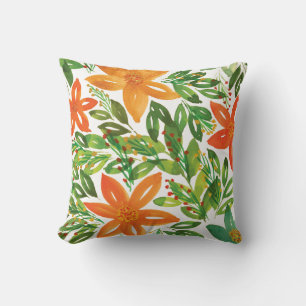 Almohada de flores pintadas a mano y de vacaciones