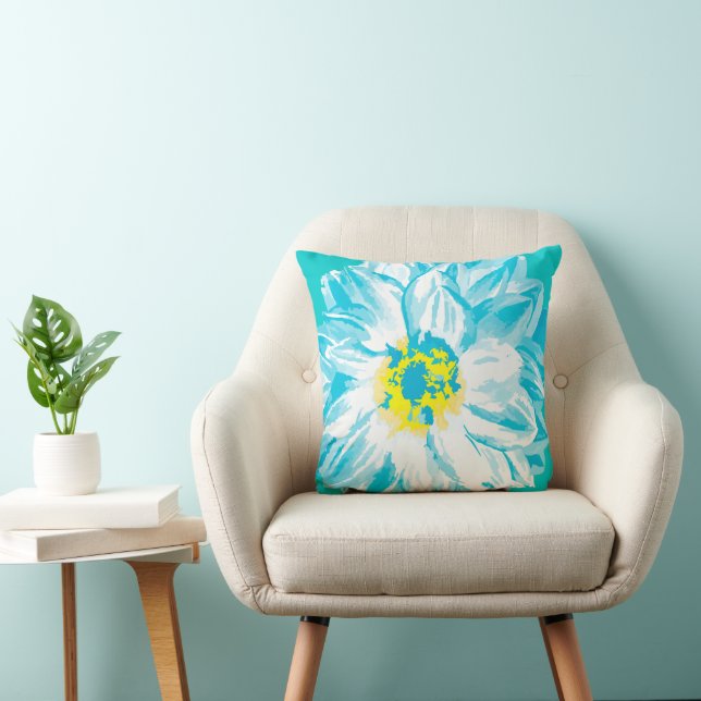 Almohada de flores pintadas de color amarillo Aqua (Silla)