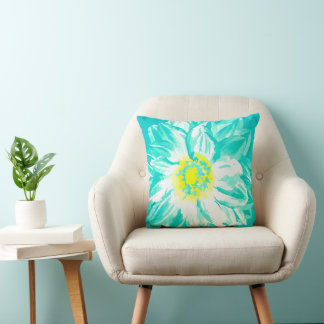 Almohada de flores pintadas de color amarillo Aqua