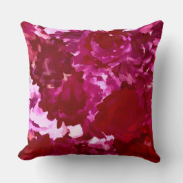 Almohada de Flores Pintadas de Rojo