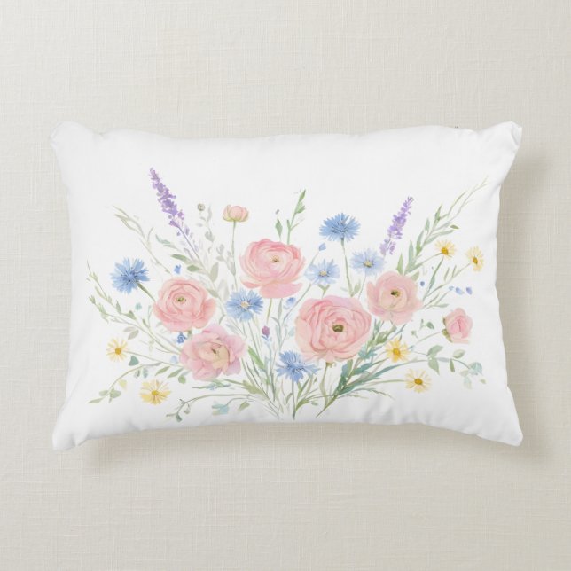 Almohada de flores silvestres decoración botánica  (Anverso)