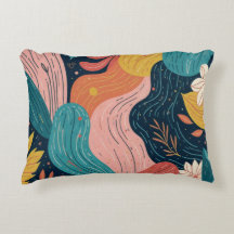 Almohada de flujo botánico abstracto