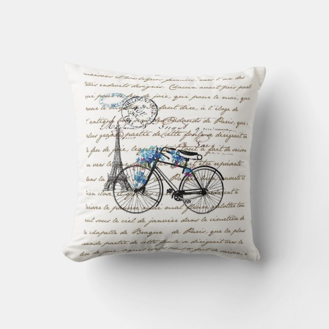 Almohada de Forgetmenot de la bicicleta de París (Anverso)