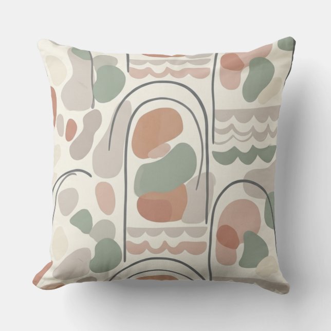 Almohada de forma orgánica abstracta boho - Terrac (Anverso)