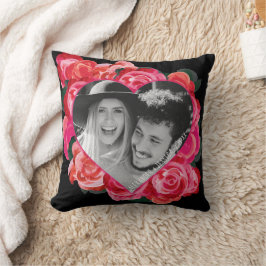 Almohada de foto corazón rosa negro del día de San