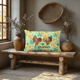 Almohada de foto doble corazón patrón tropical Kaw