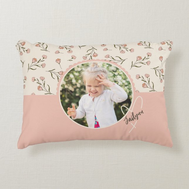 Almohada de foto floral personalizada para el dorm (Anverso)