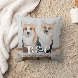 Almohada de foto monograma para amantes de perros