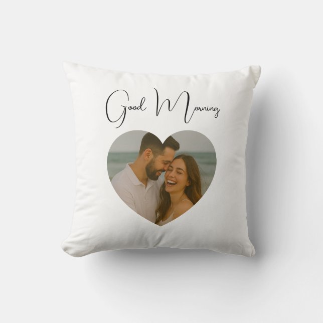 Almohada de foto personalizada de Buenos Días y Bu (Anverso)