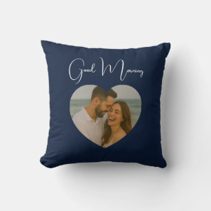 Almohada de foto personalizada de buenos días y bu