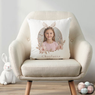 Almohada de foto personalizada del conejo de Pascu
