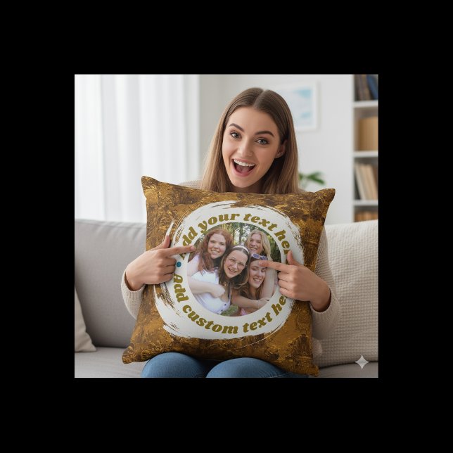 Almohada de Foto Redonda Personalizada – Doble Car (Zazzle Custom Round Photo Pillow – Double-Sided (Front))