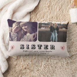 Almohada de fotos de hermanas: diferentes edades, 