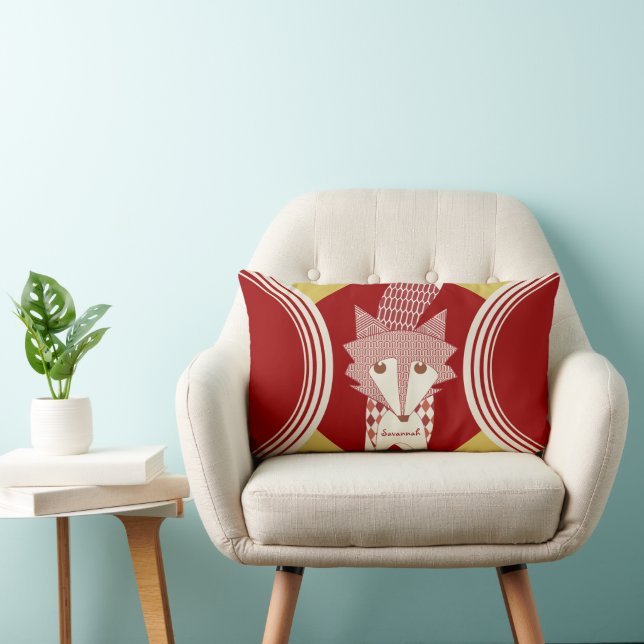 Almohada de Fox con estilo Rojo personalizada Retr (Silla)