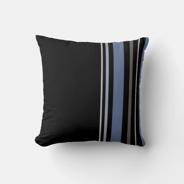 Almohada de franja multicolor negra vertical (Anverso)