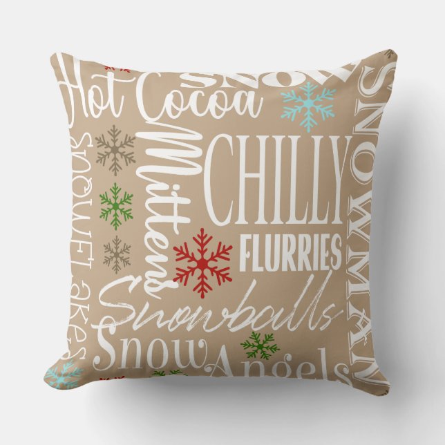 Almohada de frases de Navidad/Lazos de Navidad (Anverso)