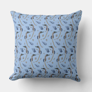 Almohada de frenesí de caballitos de mar (azul cla