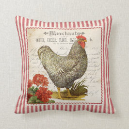 almohada de gallo rojo y blanco