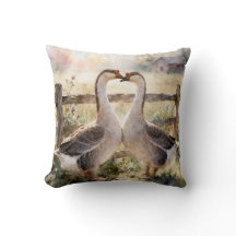 Almohada de gansos enamorados