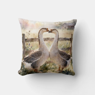 Almohada de gansos enamorados