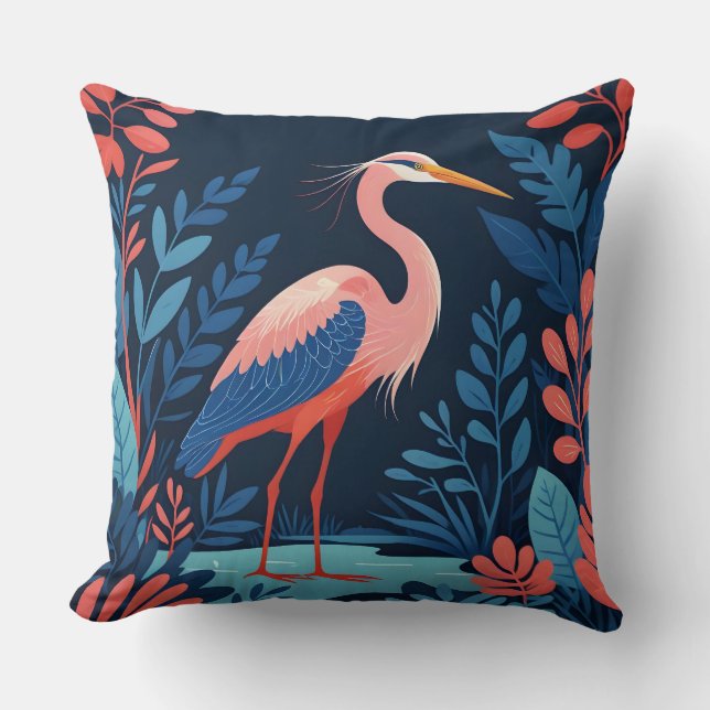 almohada de garza de jardín de medianoche (Anverso)