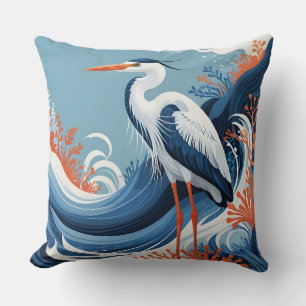 almohada de garza de ola de océano