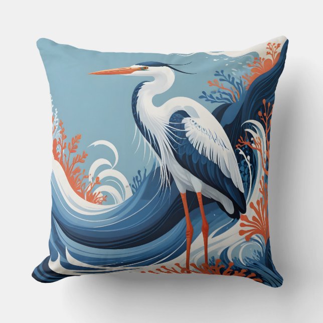 almohada de garza de ola de océano (Anverso)
