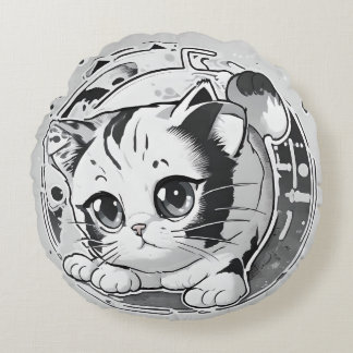 Almohada de gatito en blanco y negro