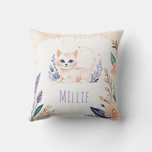 Almohada de gatito lindo personalizada con diseño  (Reverso)