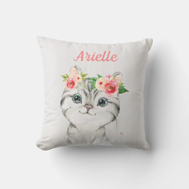 Almohada de gatito personalizada, cojín de gato (Anverso)
