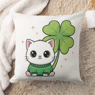 Almohada de Gato Afortunado - Diseño de Trébol Kaw