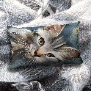 Almohada de gato color gris azul purga