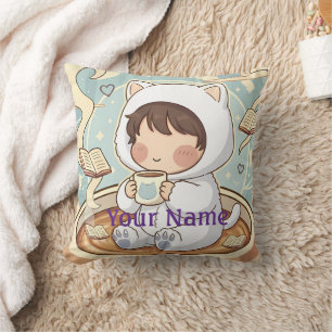 Almohada de gato con monograma decoración de rincó