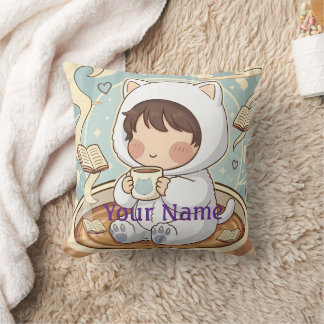 Almohada de gato con monograma decoración de rincó