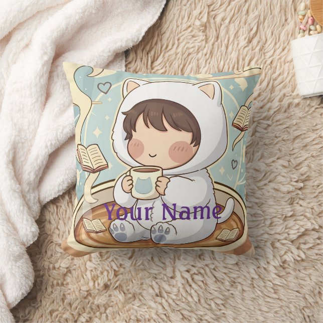 Almohada de gato con monograma decoración de rincó (Manta)