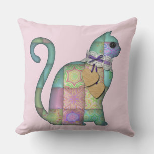 almohada de gato de patchwork