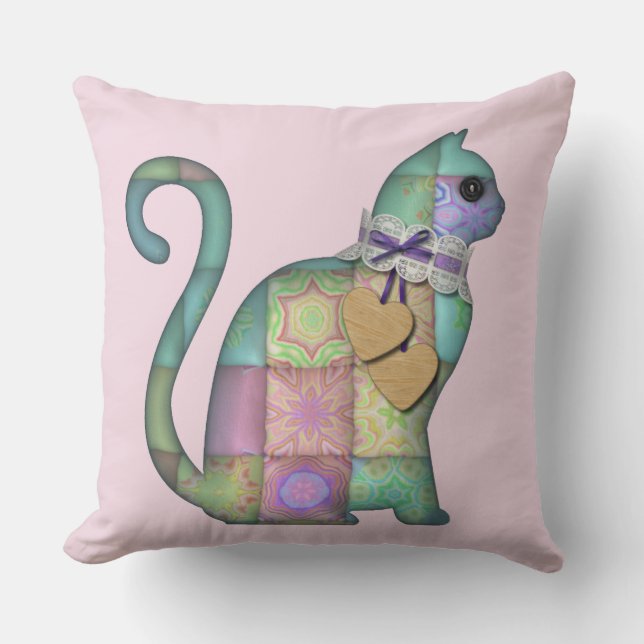 almohada de gato de patchwork (Anverso)