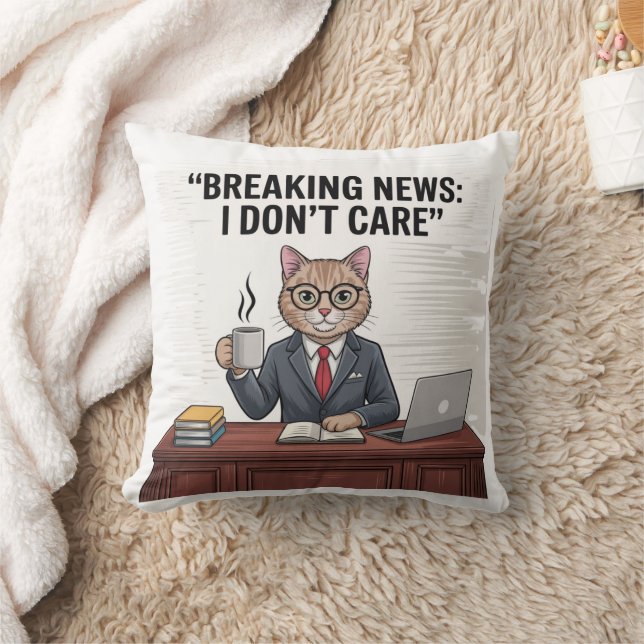 Almohada de gato divertida 'Noticias de última hor (Manta)