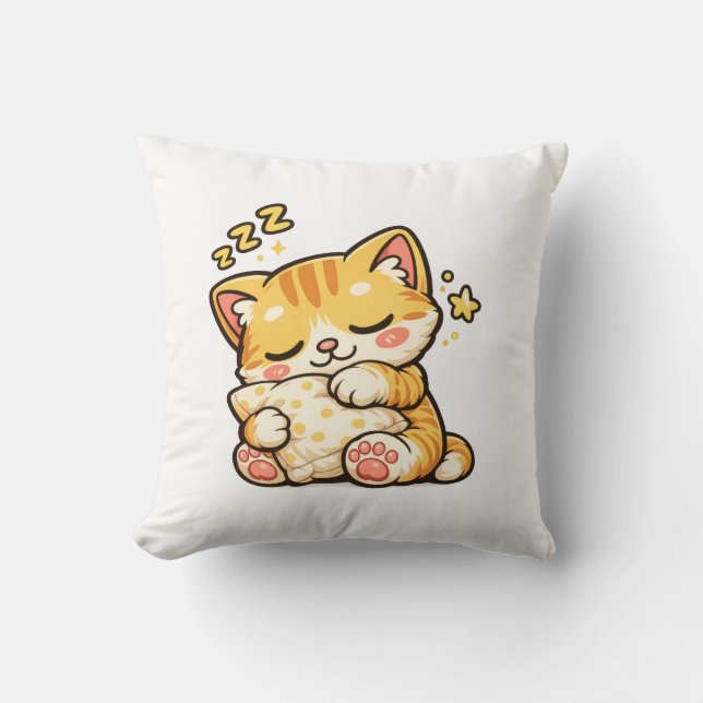 Almohada de gato dormilón lindo (Anverso)