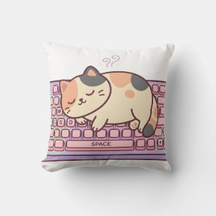 Almohada de gato gamer con teclado lindo