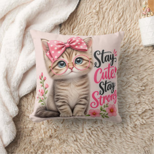Almohada de gato lindo – Mantén lindo Mantén fuert