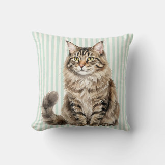 Almohada de gato Maine Coon de acuarela