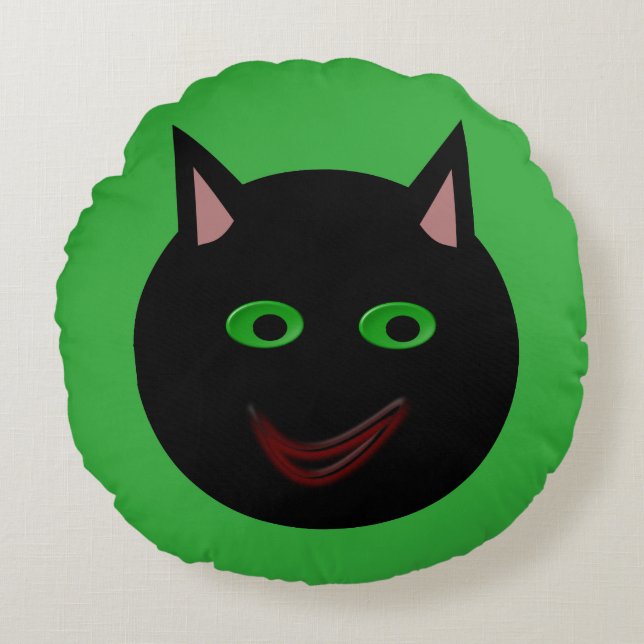 Almohada de gato negro de Halloween (Anverso)