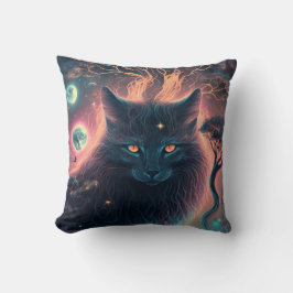 Almohada de gato negro místico | Regalo de bruja