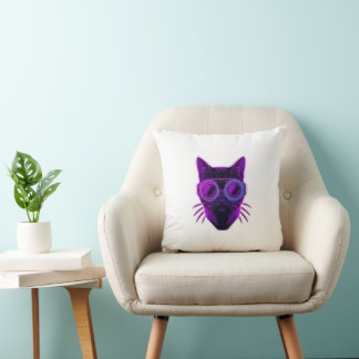 Almohada de gato neon Cyberpunk - Estética futuris