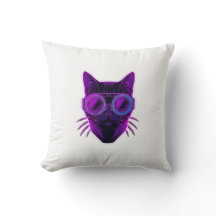 Almohada de gato neon Cyberpunk - Estética futuris