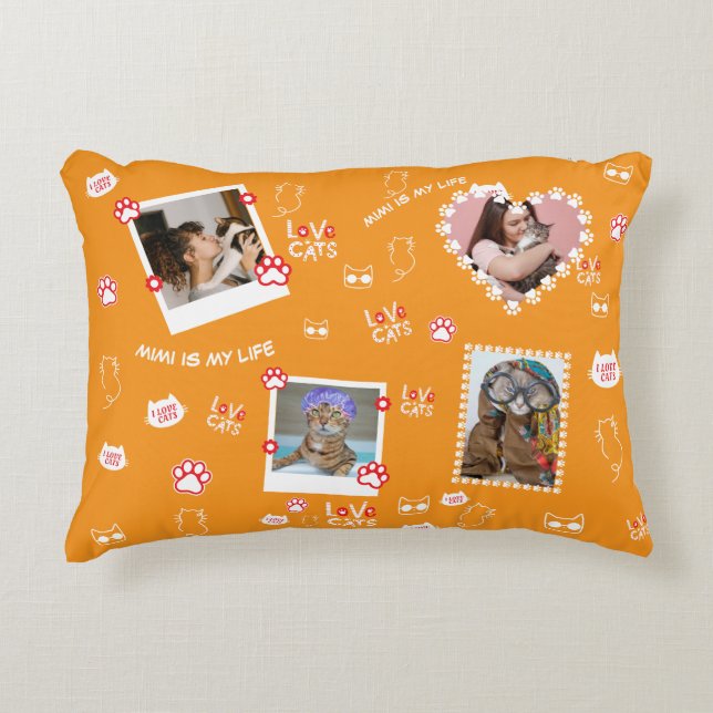 Almohada de gato personalizada con fotos de la car (Anverso)