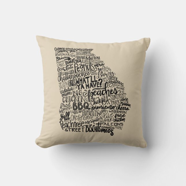 Almohada de Georgia - diseño de Handlettered (Anverso)