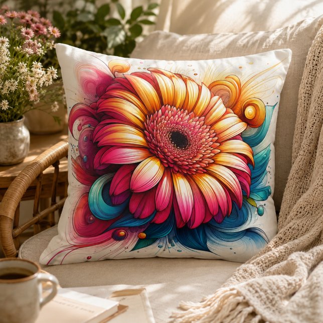 Almohada de Gerbera Daisy para comodidad inspirada (Gerbera Daisy Pillow for Garden-Inspired Comfort)