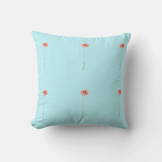 Almohada de Gerbera de Crisantemo Rosa Pálido (Anverso)